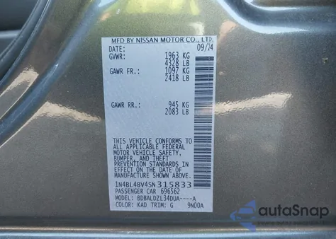 2025 Nissan Altima S Fwd z USA, uszkodzony, nr VIN 1N4BL4BV4SN315833